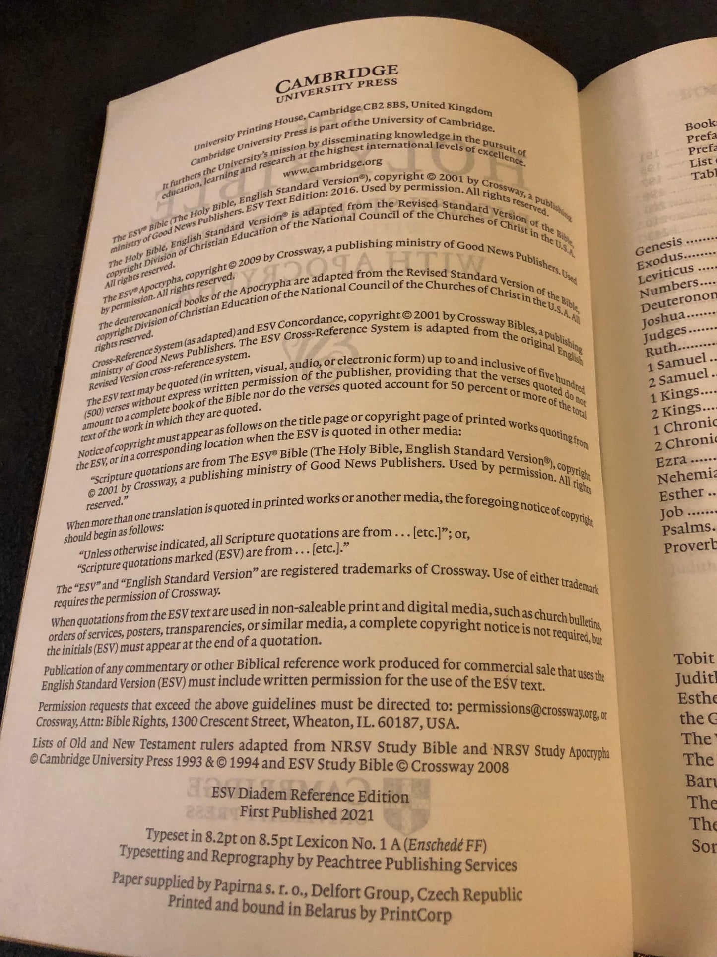 Cambridge Diadem ESV ENGLISH STANDARD VERSION BIBLE with Apocrypha Leather