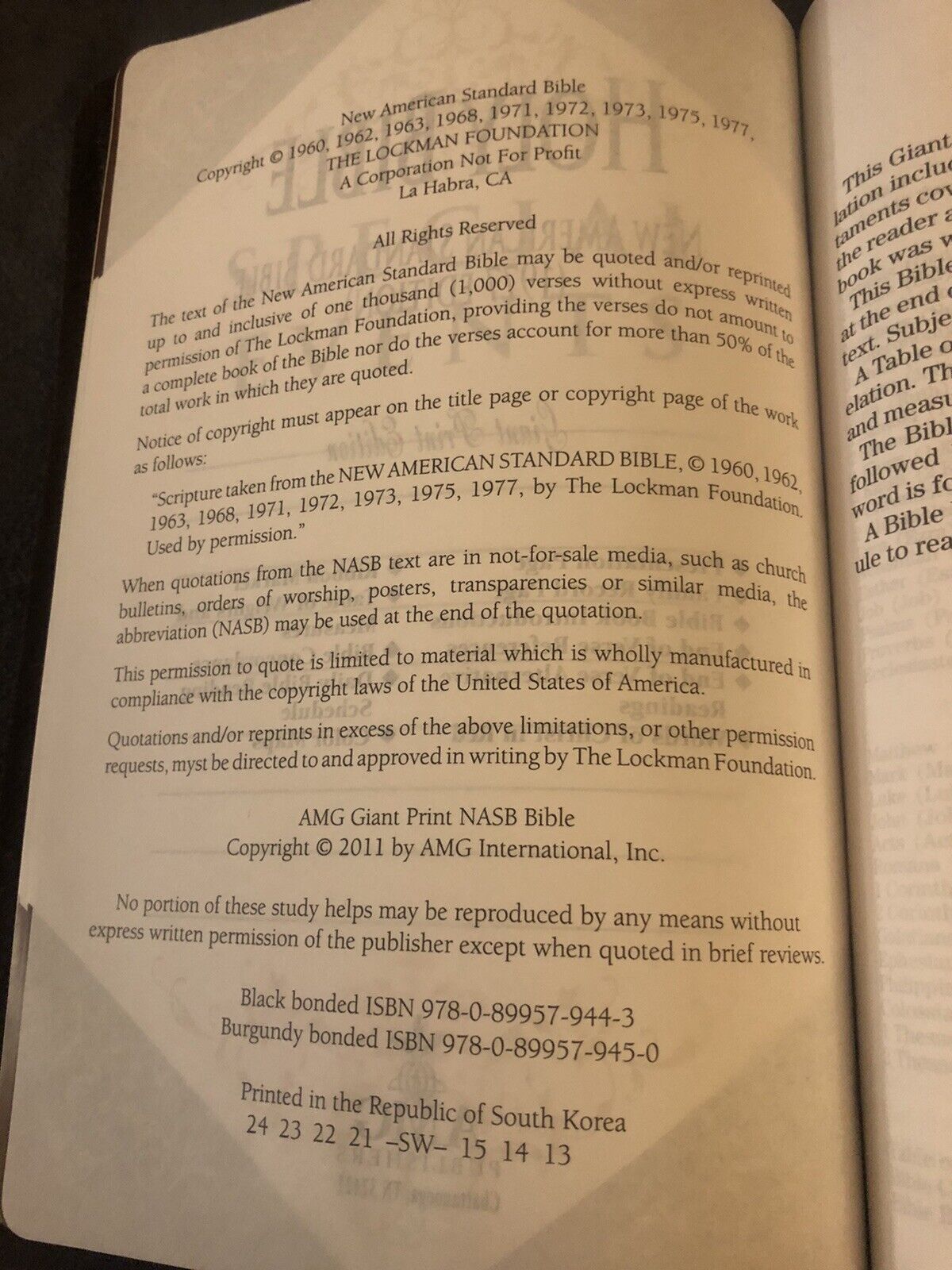 NASB NEW AMERICAN STANDARD giant print Bible 1977 Soft Brown Cowhide Leather