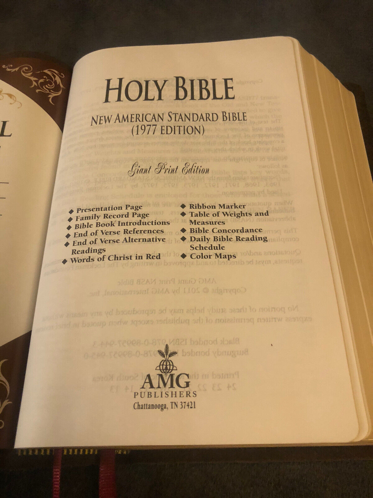 NASB NEW AMERICAN STANDARD giant print Bible 1977 Soft Brown Cowhide Leather