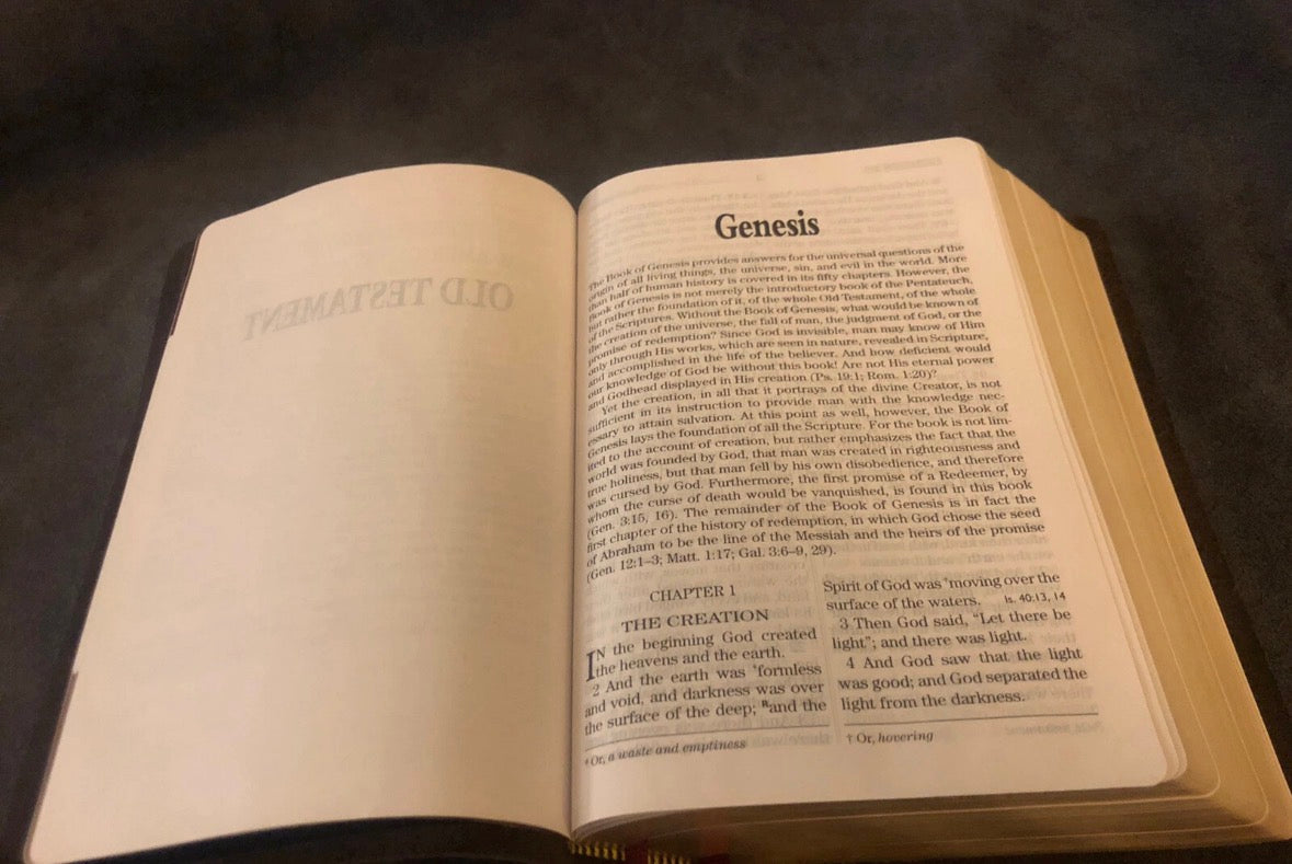 NASB NEW AMERICAN STANDARD giant print Bible 1977 Soft navy Cowhide Leather