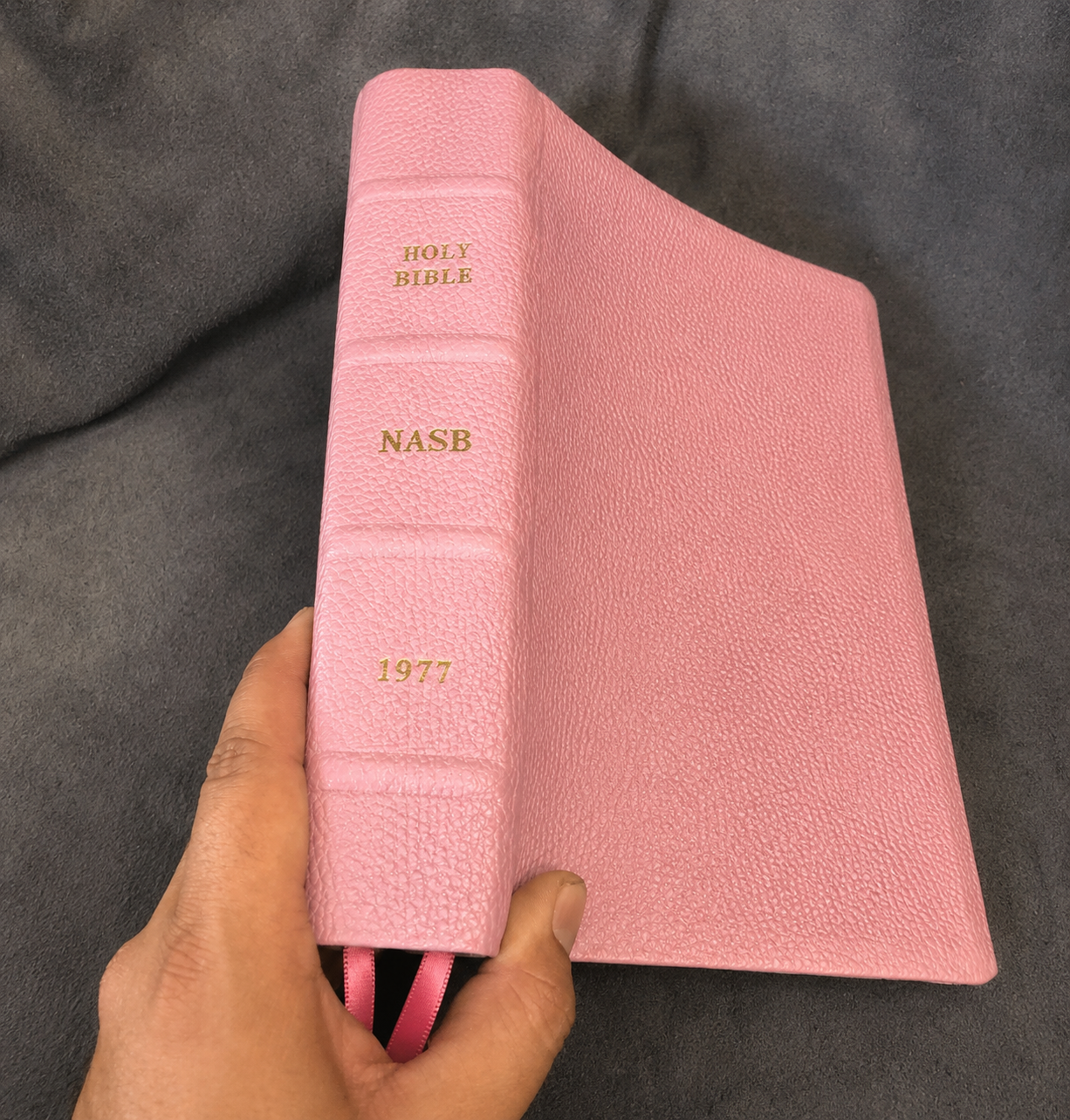 Pink leather Nasb 1977 Giant print handy