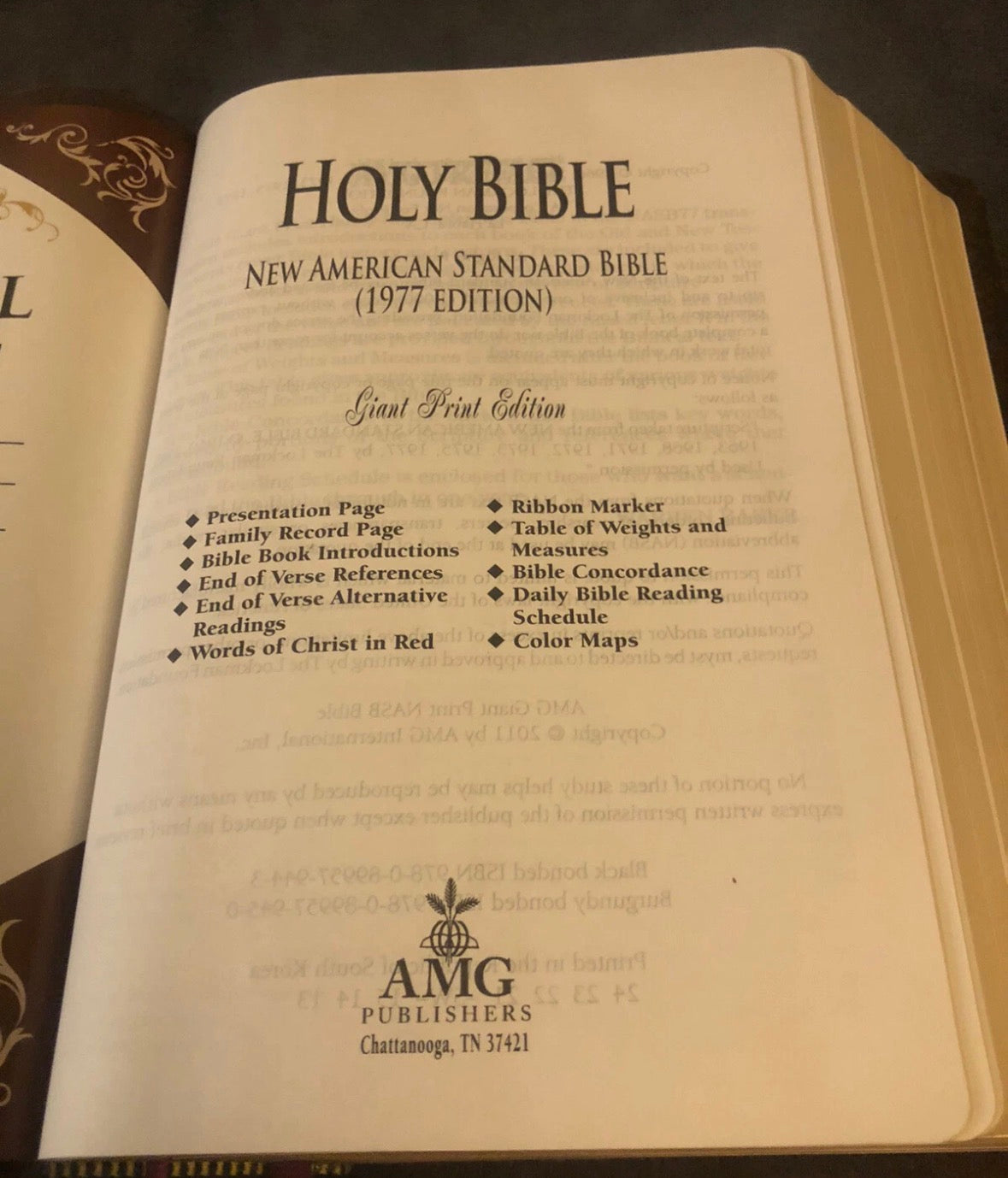NASB NEW AMERICAN STANDARD giant print Bible 1977 Soft navy Cowhide Leather